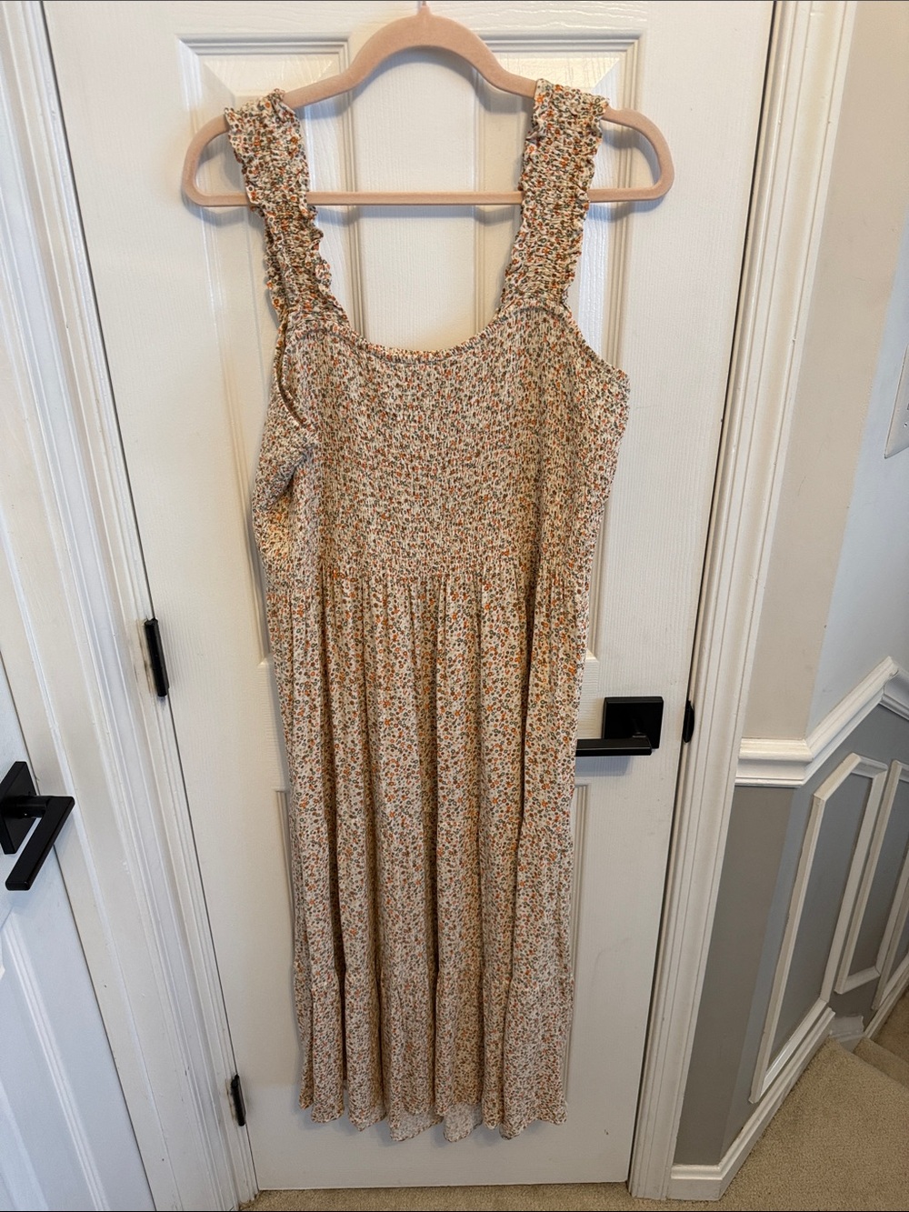 Aerie Smocked Ditsy Floral Maxi Dress Sz XL